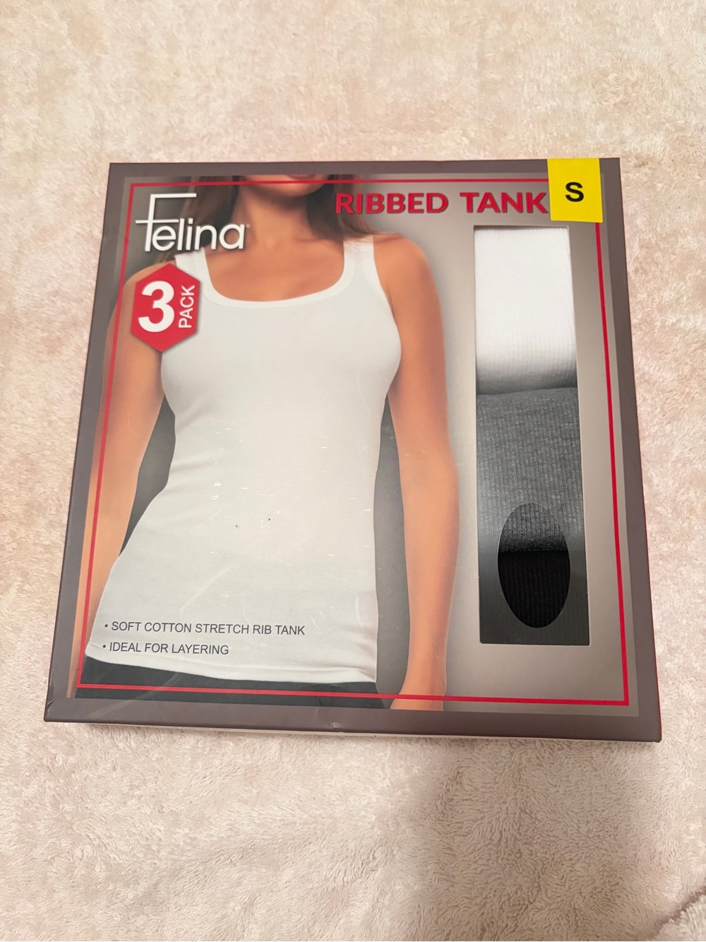 Felina Ribbed Tank 3-Pack in White, Gray, Black + A GIFT 🎁